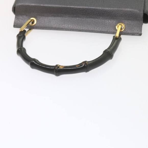 GUCCI Bamboo Hand Bag Leather Gray 001 3444 1887 Auth ar10952B - Picture 7 of 16